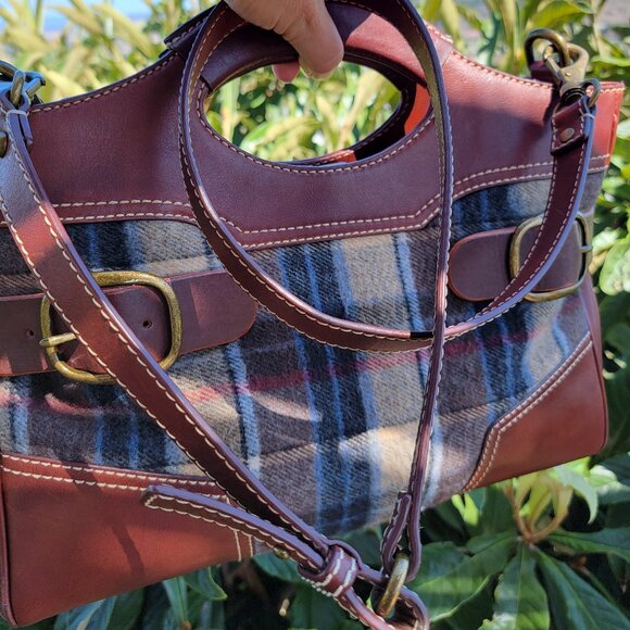 UGG unique vintage Y2K  plaid and leather satchel handbag - Picture 3 of 13